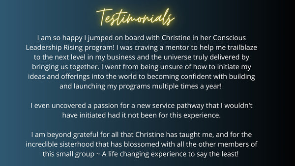 CONSCIOUS LEADERSHIP RISING: Business Mastermind + Retreat